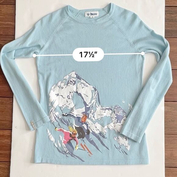 Meister Montage Winter Ski Blue Wool Spandex Blend Sweater Size M - Picture 9 of 10